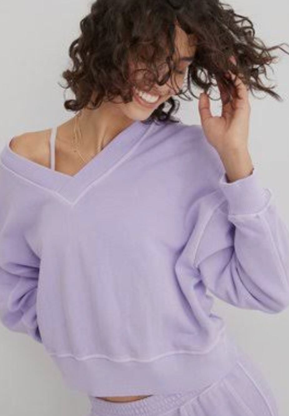 Aerie House Party Sweatshirt Lavender Purple Oversized Size Medium Cotton Blend
